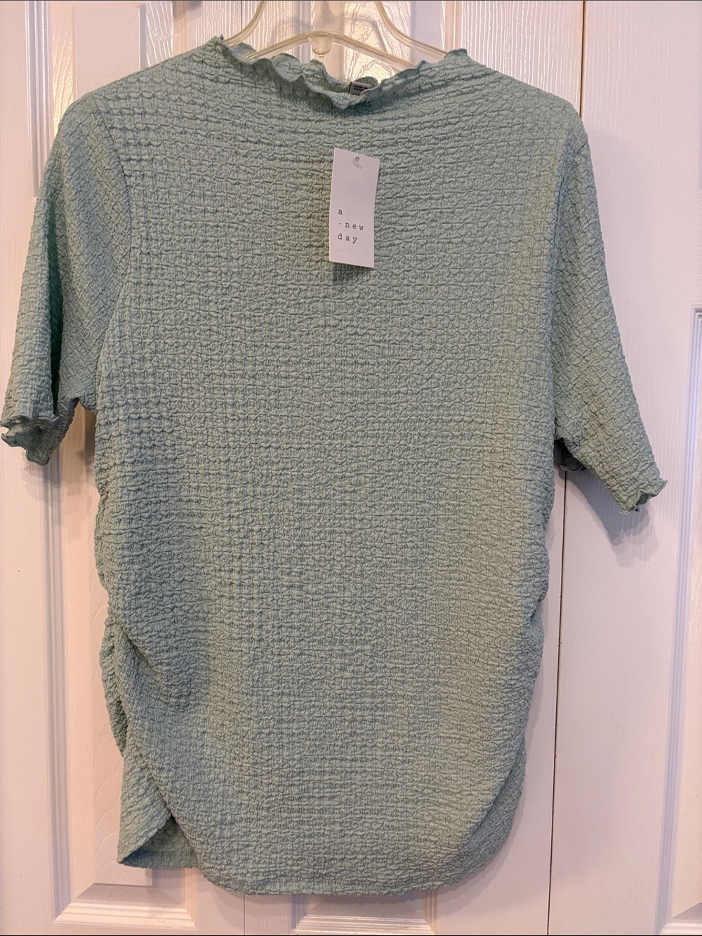 611 a New Day Mint Textured Short Sleeve Top